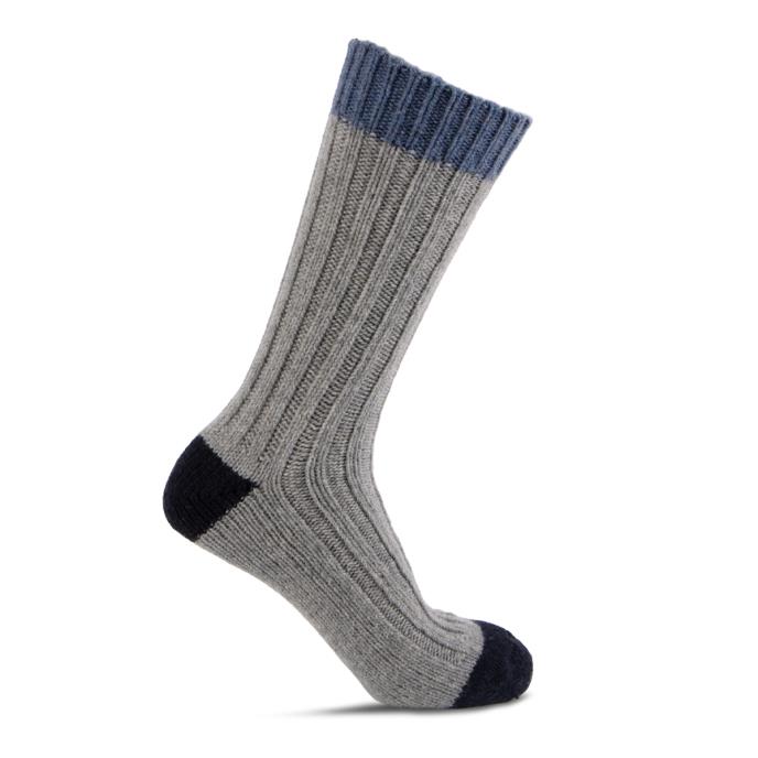 totes toasties® Mens Chunky Twist Wool Blend Boot Socks (Twin Pack) Navy / Grey Extra Image 5